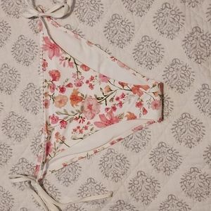 H&M White Floral Bathing Suit Bottoms, Side Tie, Scrunched, Size 6